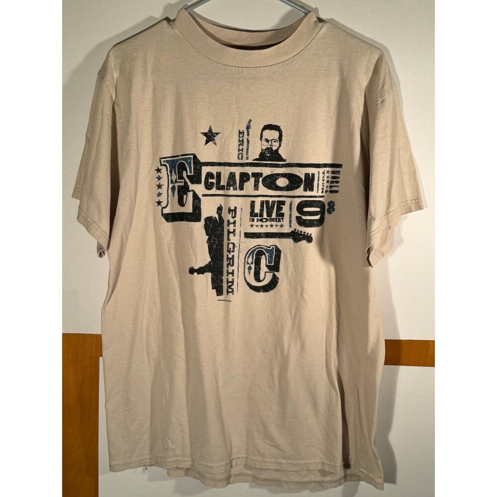 Vintage Eric Clapton World‎ Tour 1998 Pilgrim Tan Shirt Large L Tultex